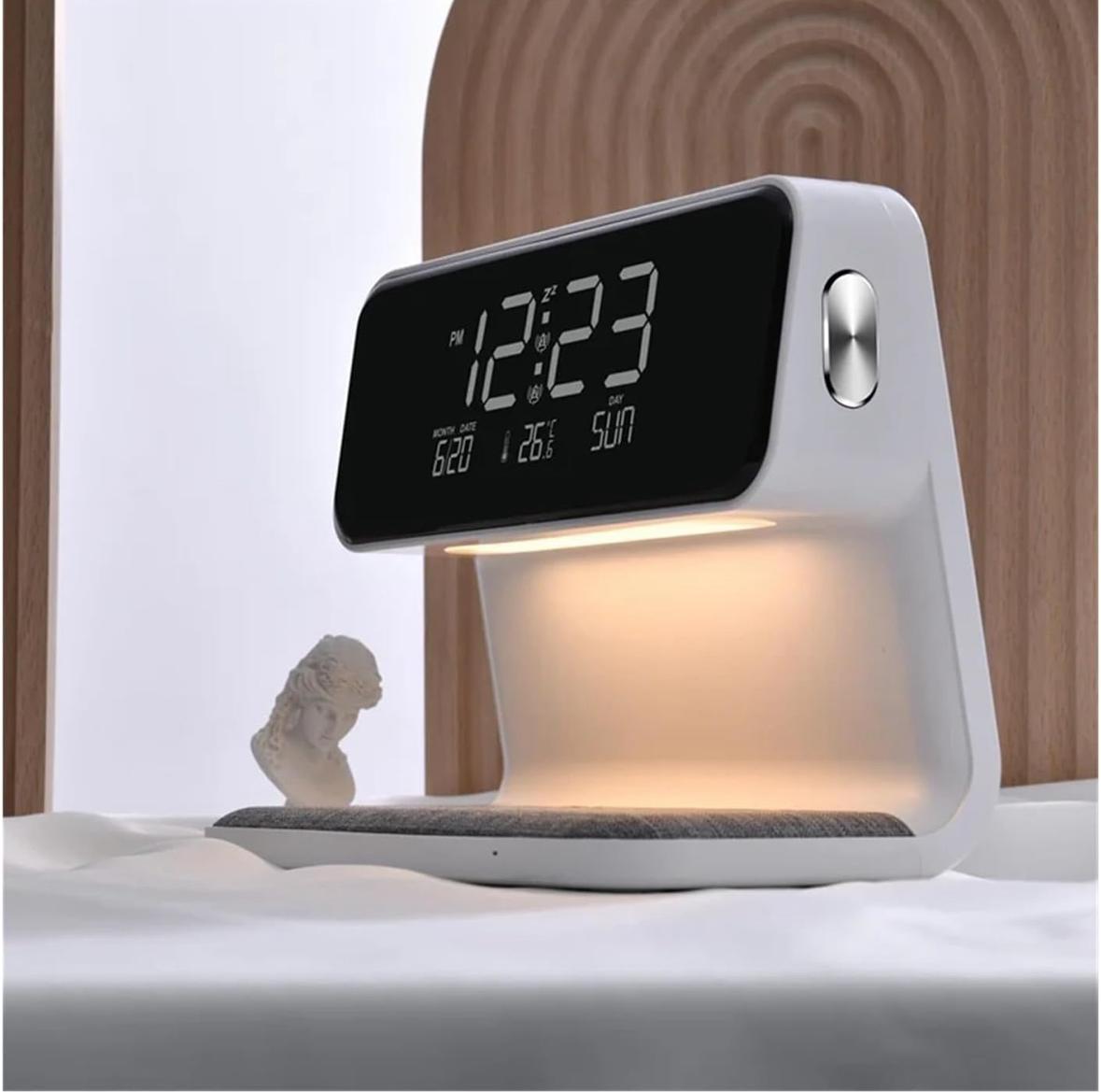 Reloj Cargador Inalámbrico Con Luz Nocturna PowerTime 3 en 1