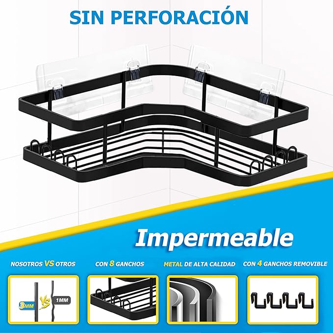 Organizador Adhesivo Para Baño De Acero Inoxidable De 4 Piezas