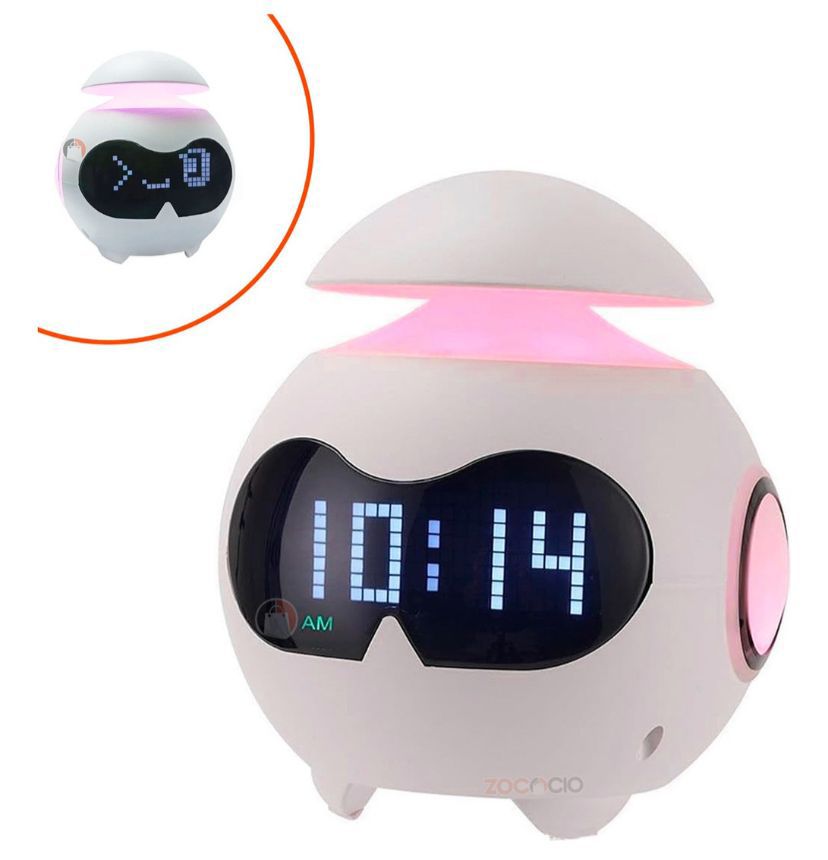 Reloj Despertador Emoji Digital con Luz LED y Parlante Bluetooth