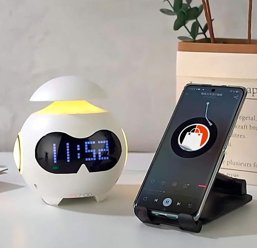 Reloj Despertador Emoji Digital con Luz LED y Parlante Bluetooth