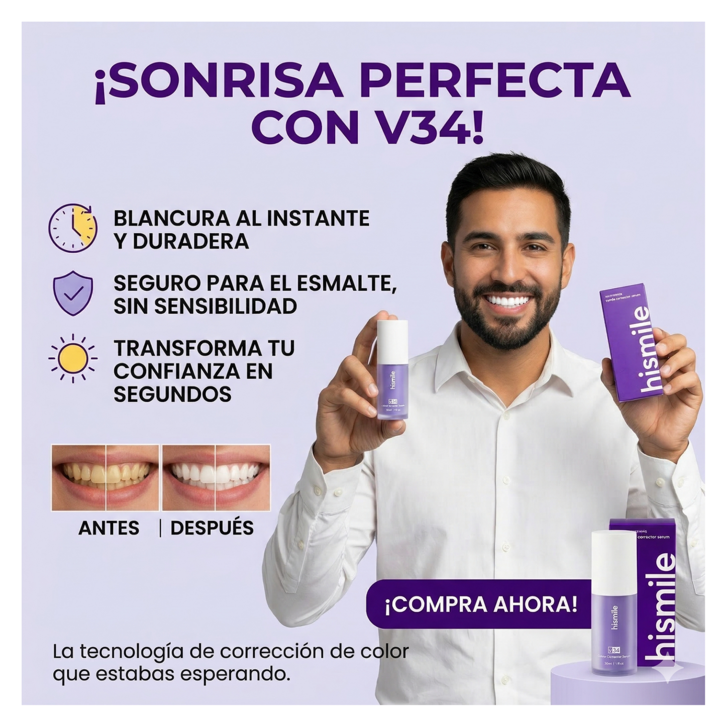 Hismile V34 Corrector Dental Violeta