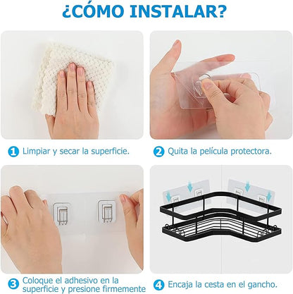 Organizador Adhesivo Para Baño De Acero Inoxidable De 4 Piezas