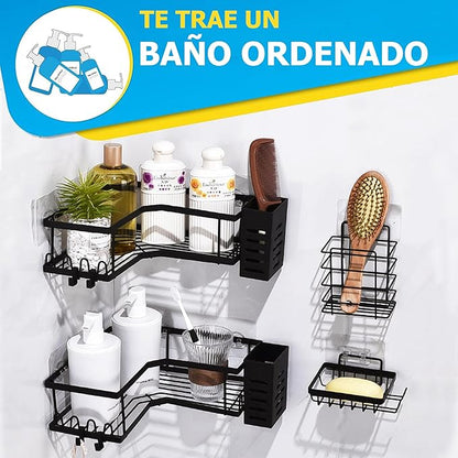 Organizador Adhesivo Para Baño De Acero Inoxidable De 4 Piezas